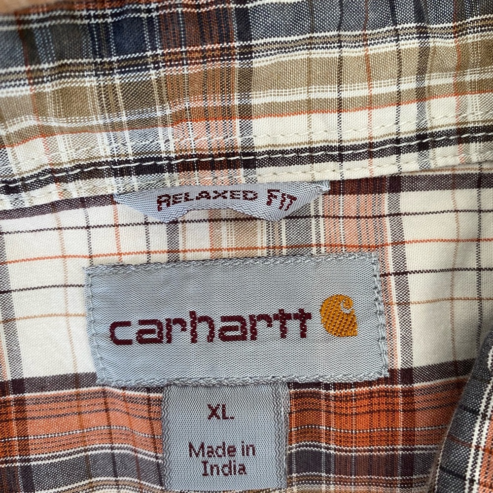 Carhartt Mens Relaxed Fit Plaid Cotton Short Sleeve Shirt size XL - Picture 2 of 6